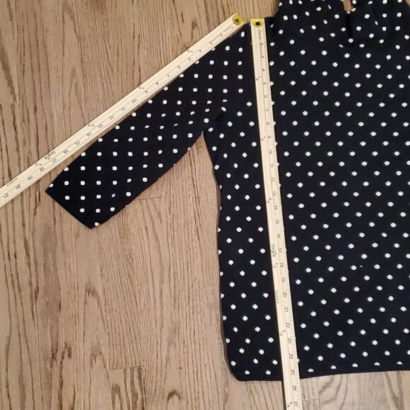 TALBOTS WOMAN BLACK WHITE POLKA DOT COTTON BLEND SWEATER PORTRAIT COLLAR SIZE X - Picture 12 of 12